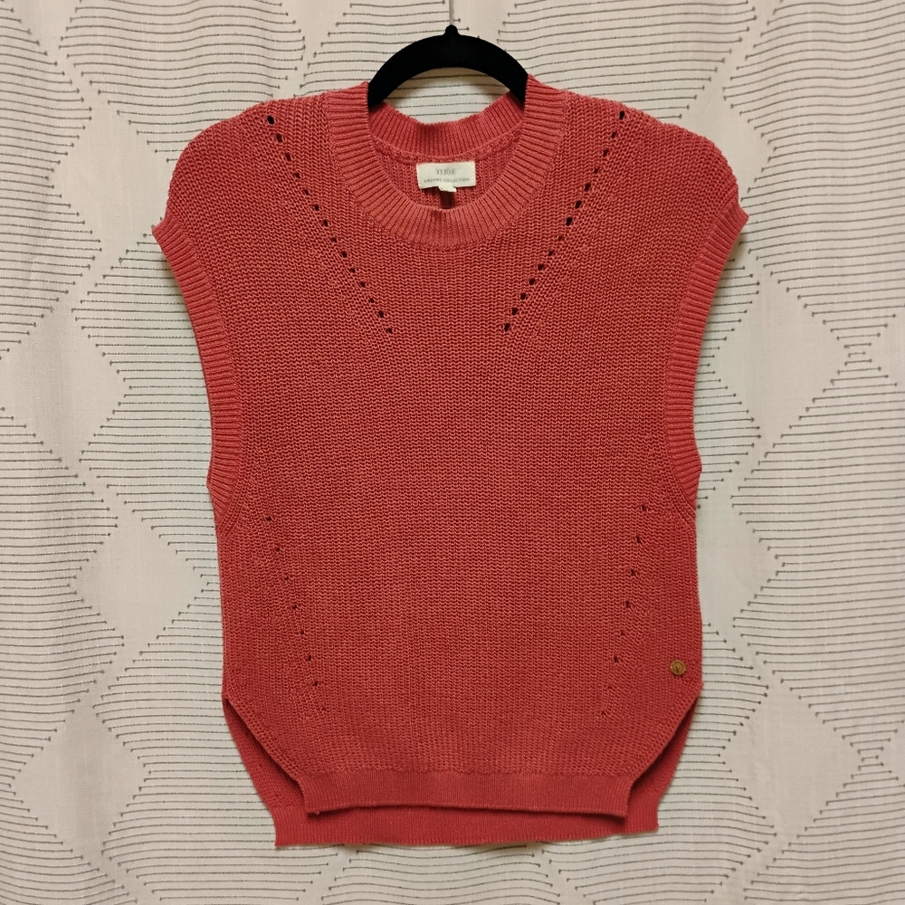 Yerse Organic Cotton Women's Pink Sweater Vest Tank Size XS